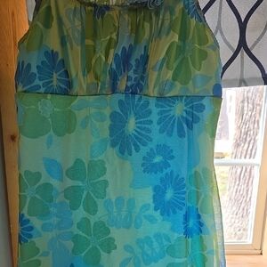 Xhilaration Floral Dress in Blue and Green